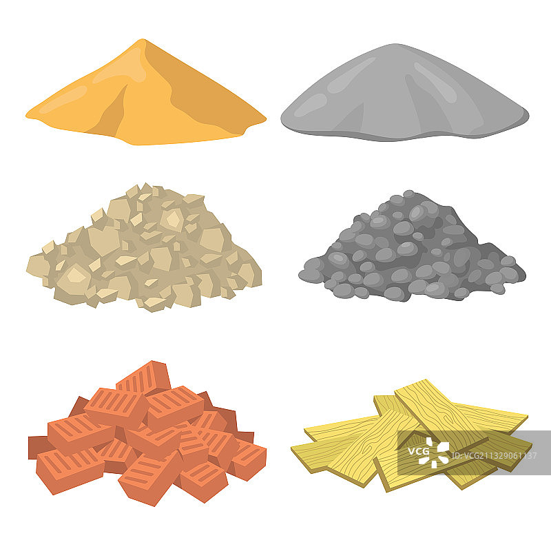 建筑材料堆扁平图标合集图片素材