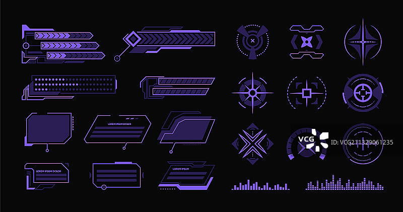 多种现代HUD扁平风格元素集合图片素材