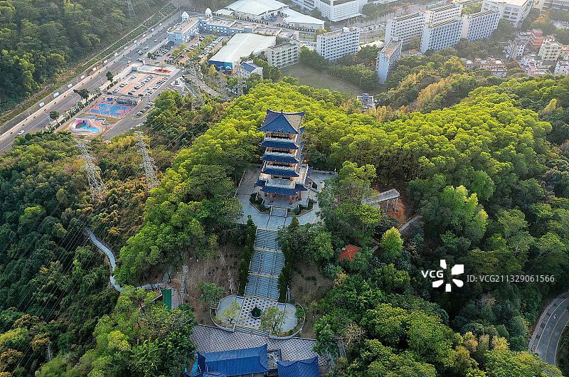 广东省东莞市凤岗镇园龙山公园博物馆航拍图片素材