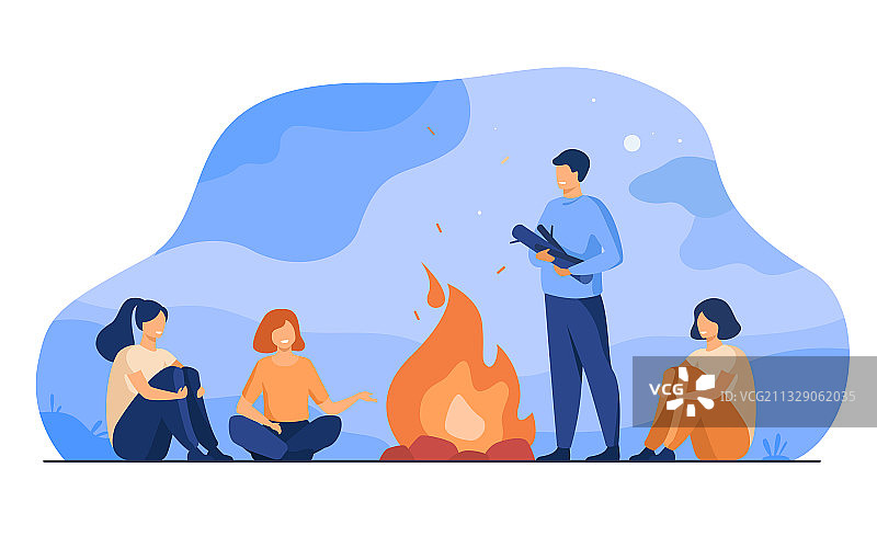 篝火露营故事讲述概念图片素材