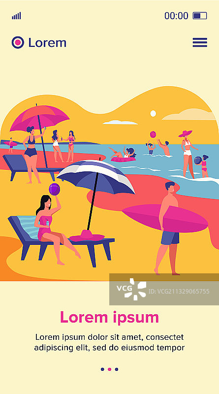 人们在夏季的海滩上休息图片素材