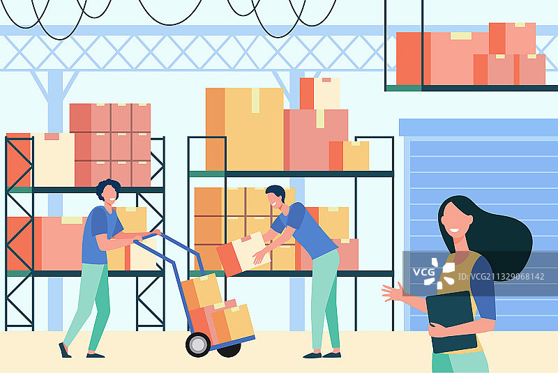 在物流仓库工作的人员图片素材
