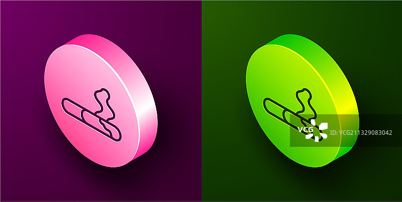 2.5D线条香烟紫色背景图标图片素材