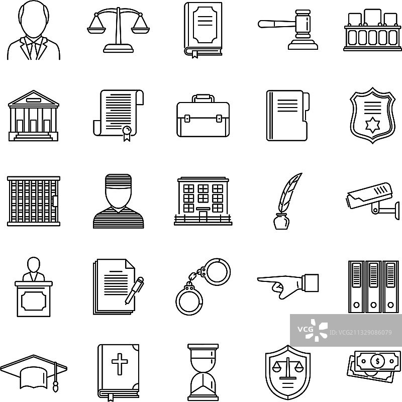 检察官图标集轮廓样式图片素材