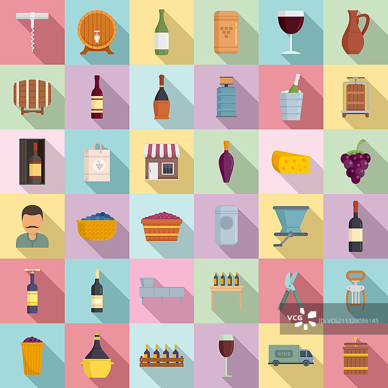 酿酒师图标扁平风格合集图片素材