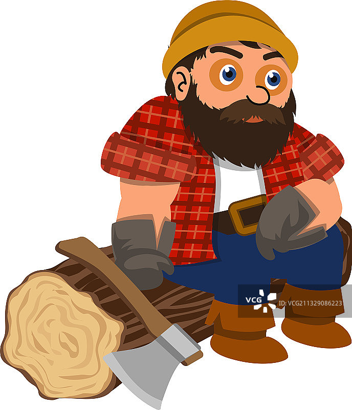 伐木工人休息图标卡通风格图片素材