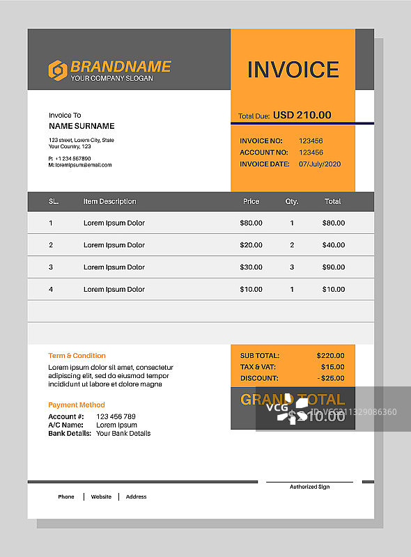 发票表格销售订单模板纸图片素材