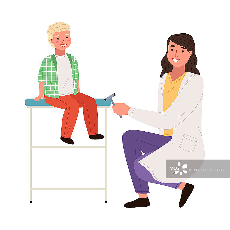 女神经病理学家检查儿童反射图片素材