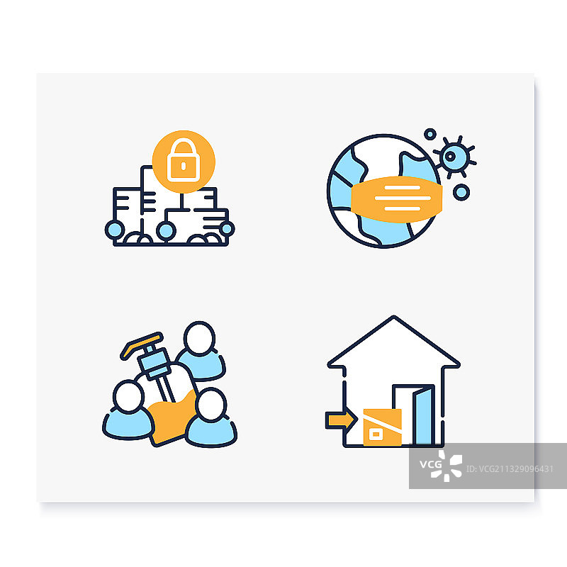 新常态概念彩色图标合集图片素材