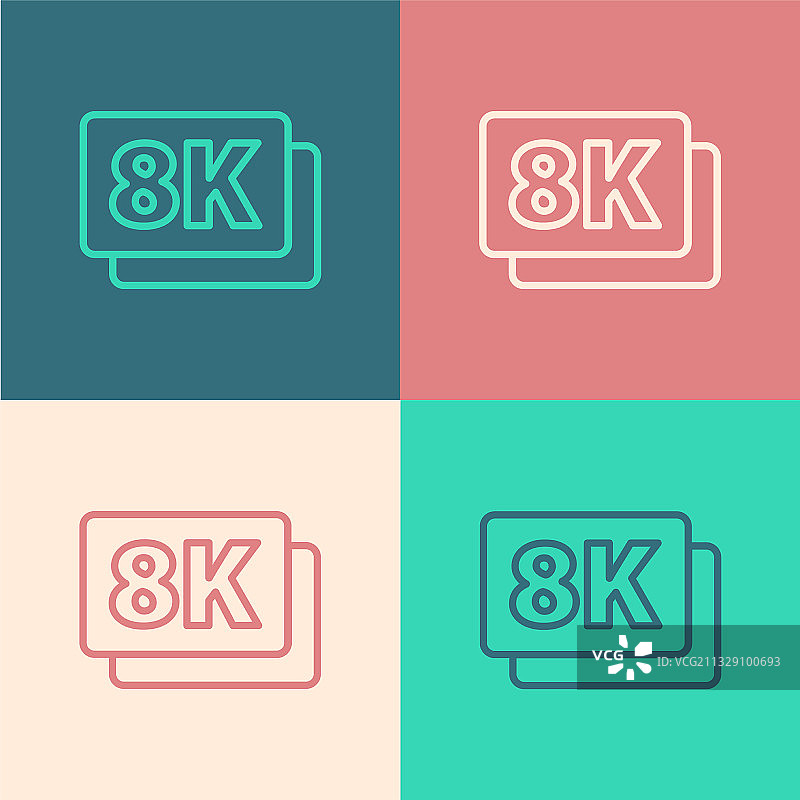 彩色背景上的波普艺术线条图标，8K超高清图片素材
