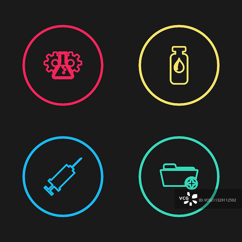 注射器健康档案线条图标图片素材