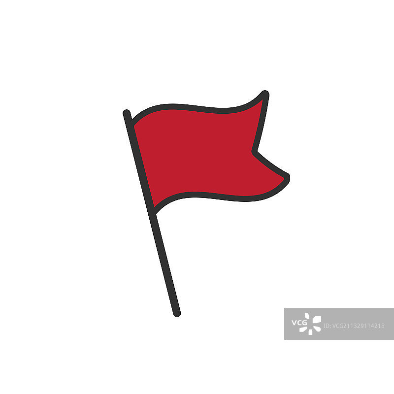 白色背景飘扬红旗图标图片素材
