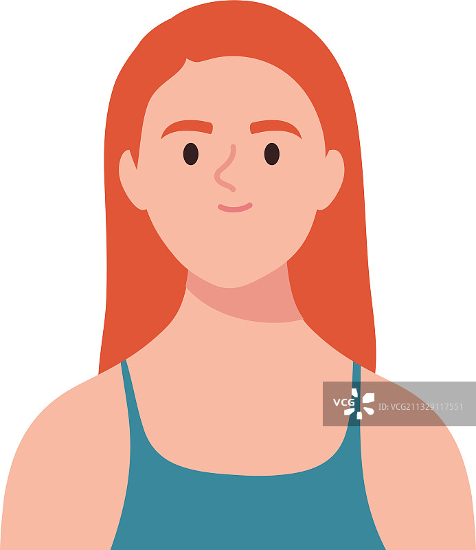 拥有橙色头发的快乐年轻女人图片素材