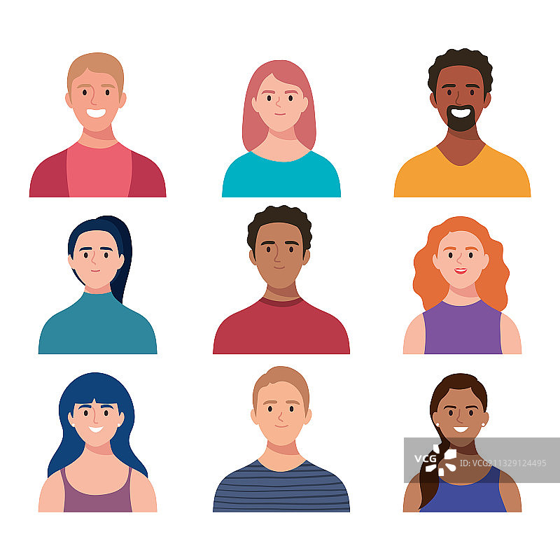 九个人物角色组合图片素材