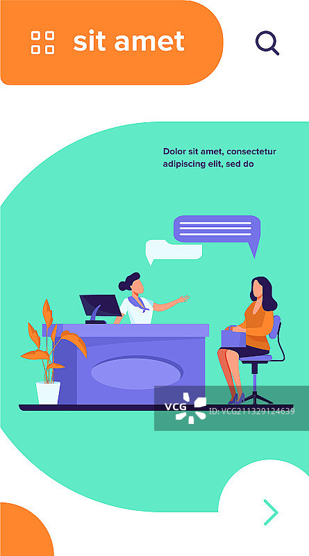 顾客和经理在前台交谈图片素材