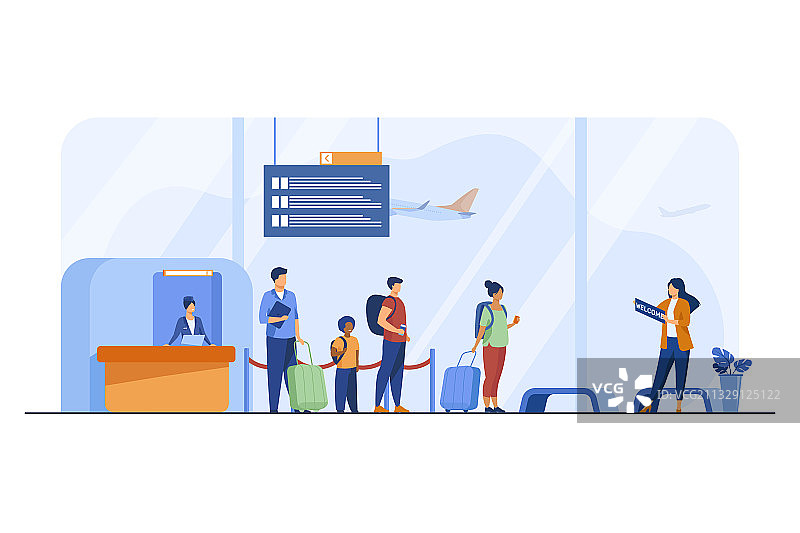 机场内携带行李的乘客图片素材