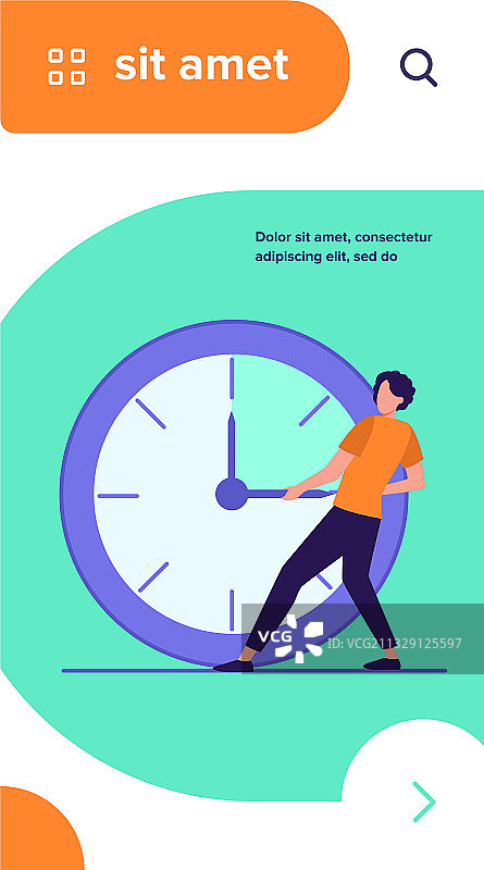 男人移动时钟指针图片素材