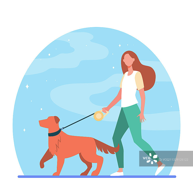 遛狗的年轻女人图片素材