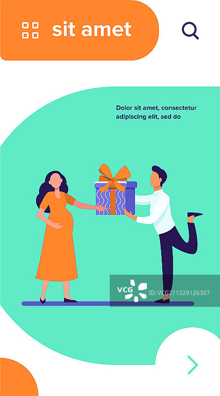 男人赠送礼物给怀孕的妻子图片素材