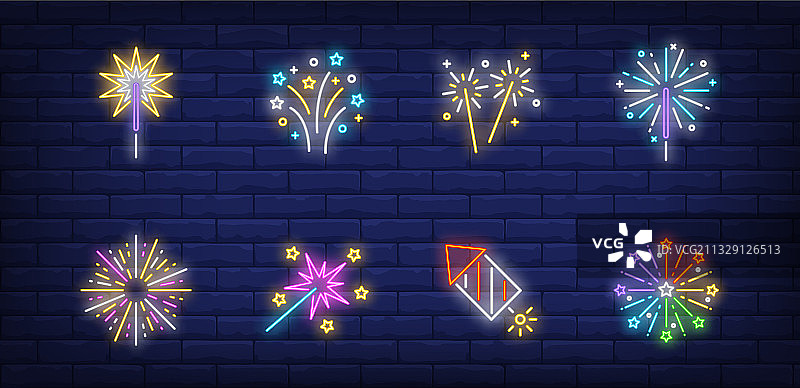 烟花霓虹灯标志合集图片素材