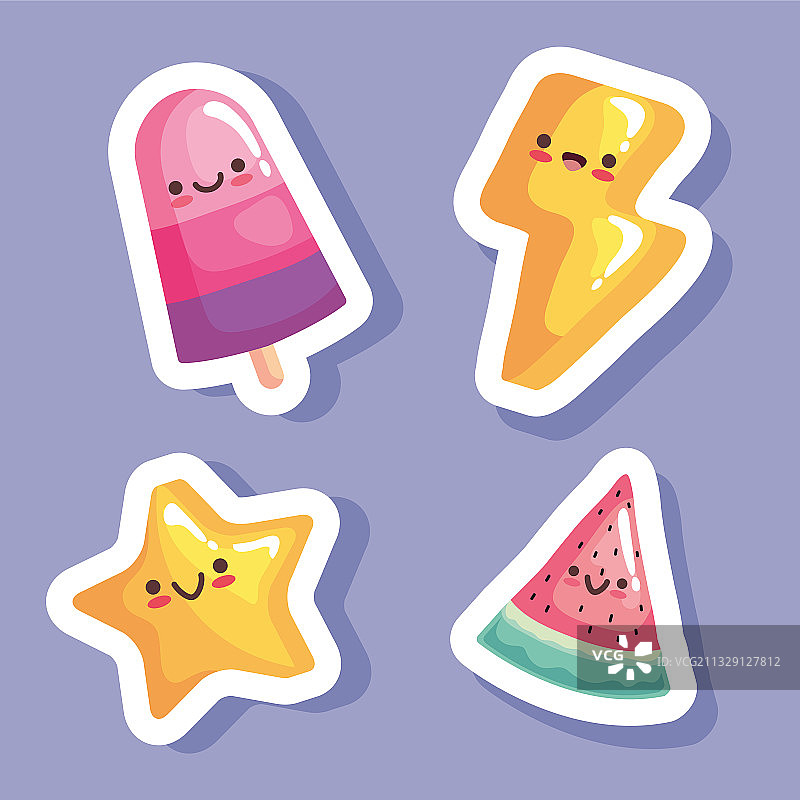 可爱卡通贴纸套装图片素材