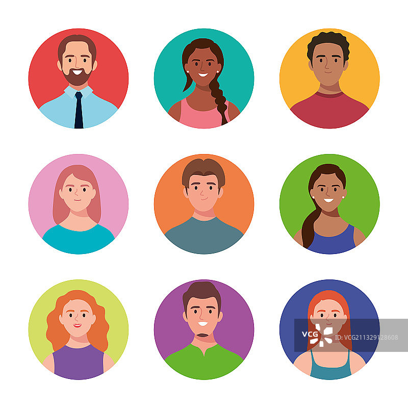 九个人物头像角色合集图片素材