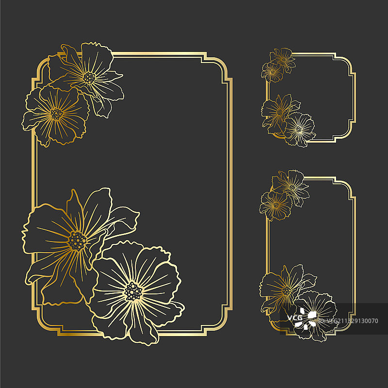 手绘优雅花卉边框图片素材