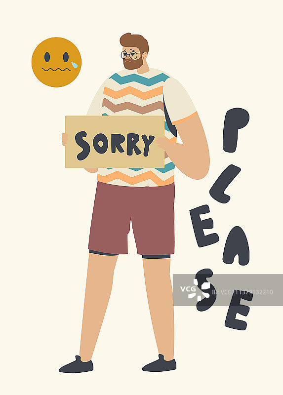 原谅概念：男性角色道歉图片素材