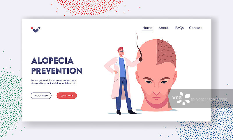 脱发和发际线后退着陆页模板图片素材