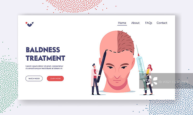脱发和发际线后退着陆页模板图片素材