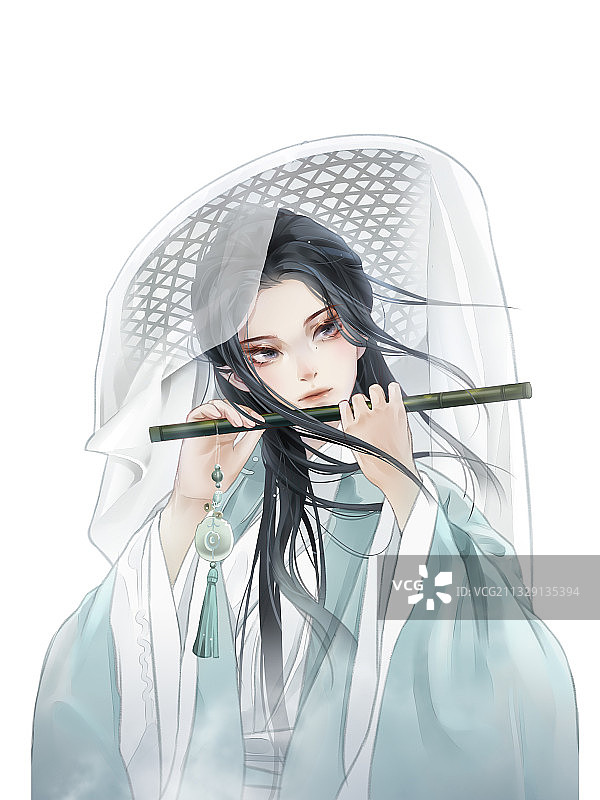 人物立绘之吹箫女白底图片素材
