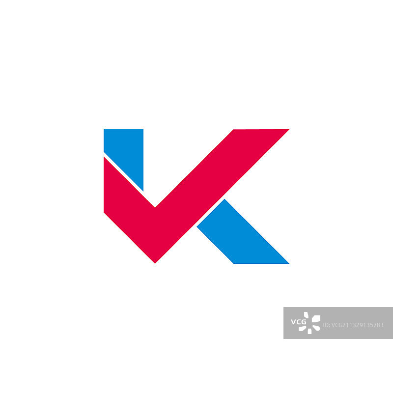 抽象字母K勾选符号标志图片素材
