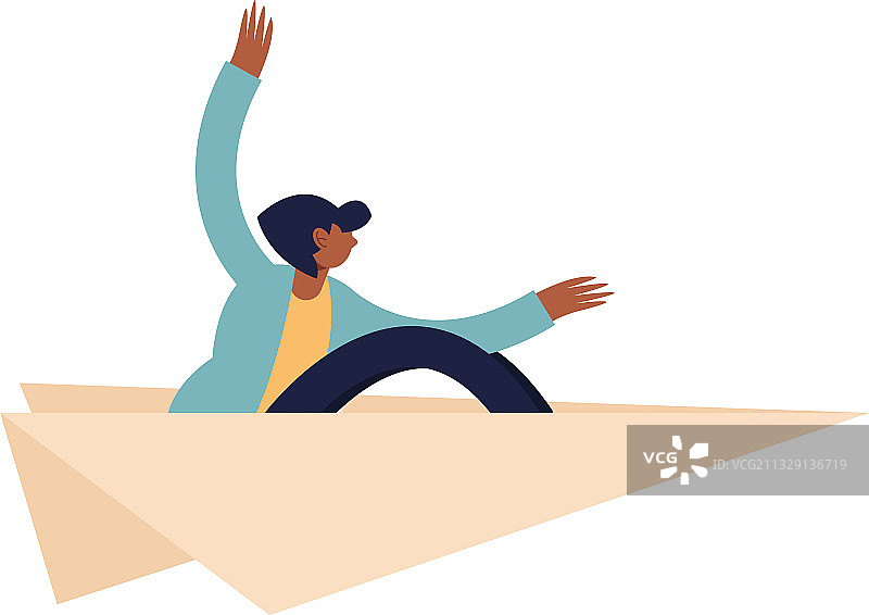 纸飞机上的创业女性设计图片素材