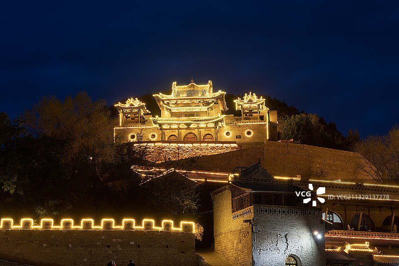 山西省 吕梁市 碛口古镇 黑龙庙 夜景图片素材