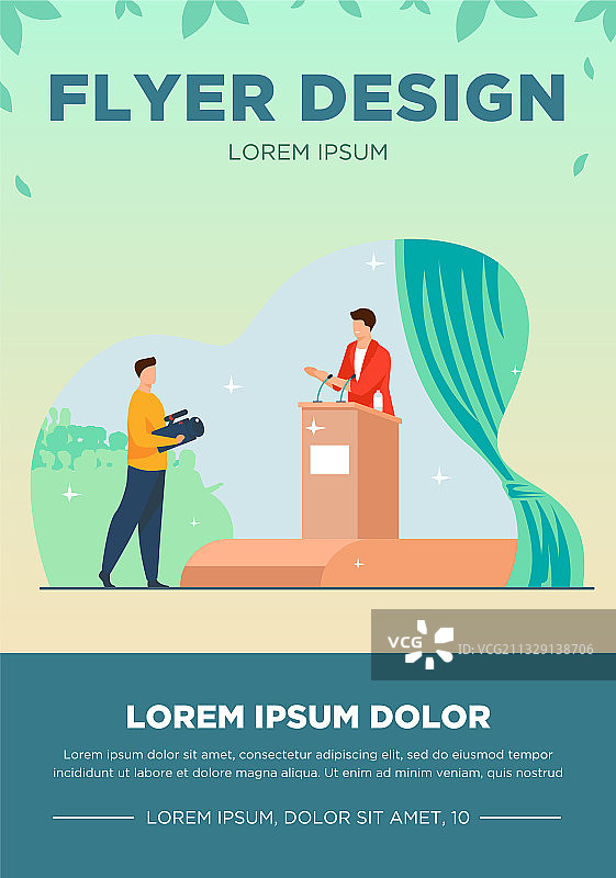 摄影师在舞台上拍摄演讲者图片素材