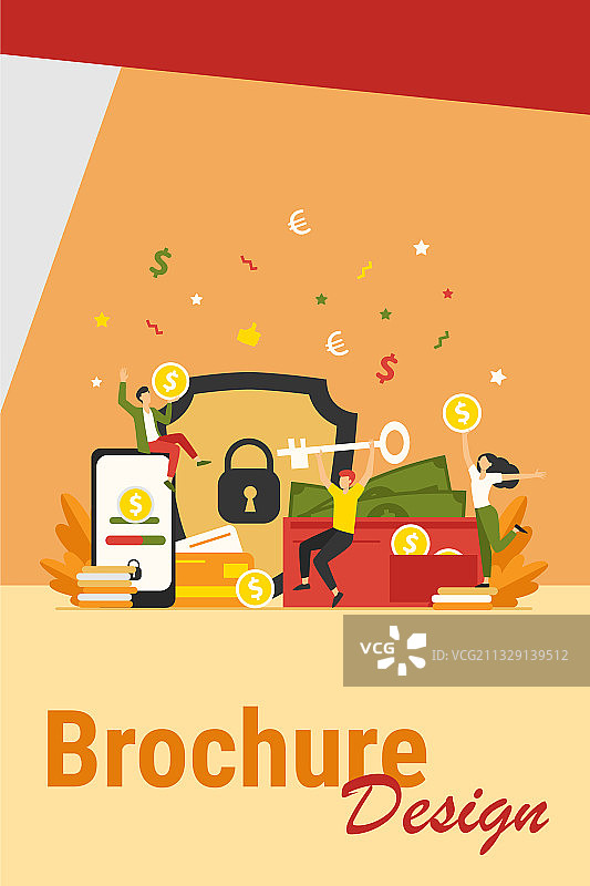 快乐的人们保护金钱，扁平隔离图片素材