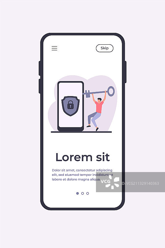 小男人用金钥匙解锁手机图片素材