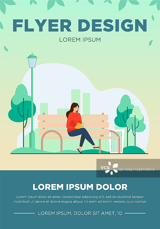 女人坐在长椅上看书图片素材