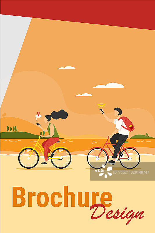 年轻人骑自行车和使用智能手机图片素材