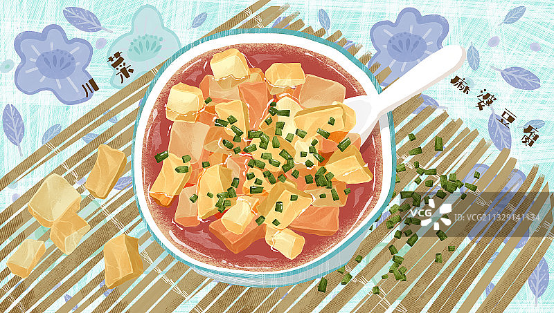 麻婆豆腐插画图片素材