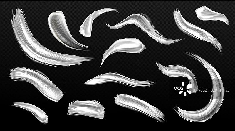 银色笔触金属漆涂抹隔离图片素材