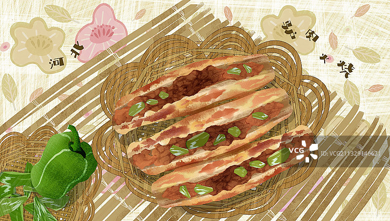 河北驴肉火烧插画图片素材