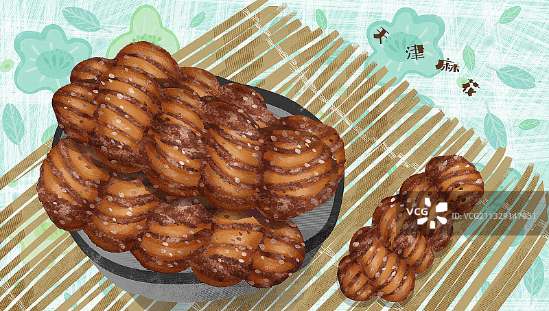 天津麻花插画图片素材
