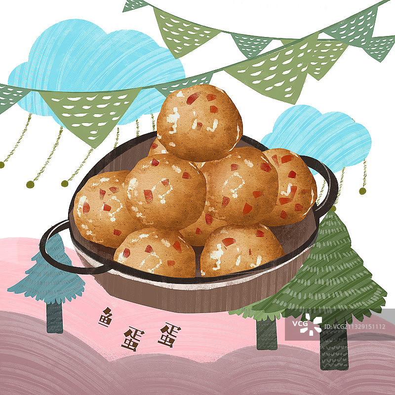 鱼蛋蛋插画图片素材