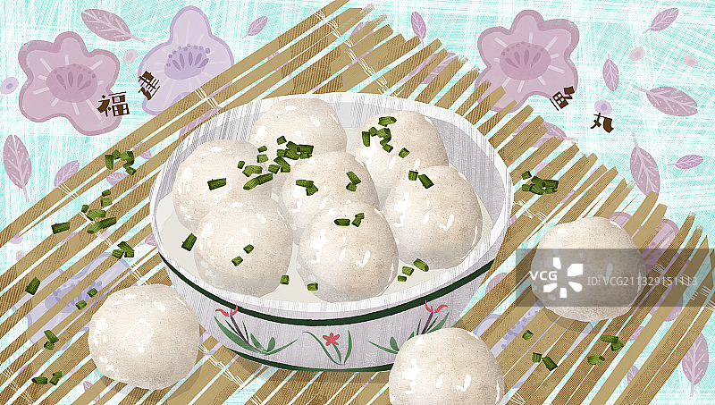 福州鱼丸插画图片素材