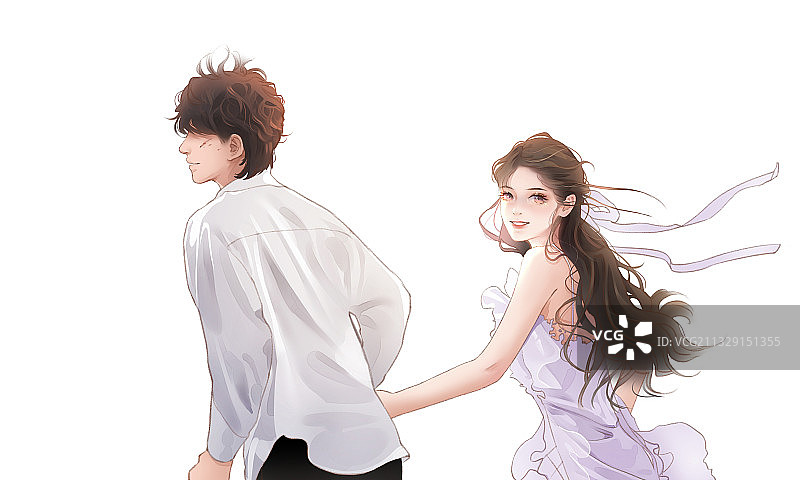 人物立绘之都市热恋青年男女白底图片素材