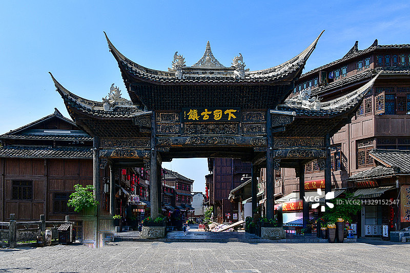 贵州省黔东南苗族侗族自治州凯里市，下司古镇旅游风光图片素材