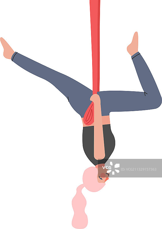 女孩在空中瑜伽中，纤细的年轻女性图片素材