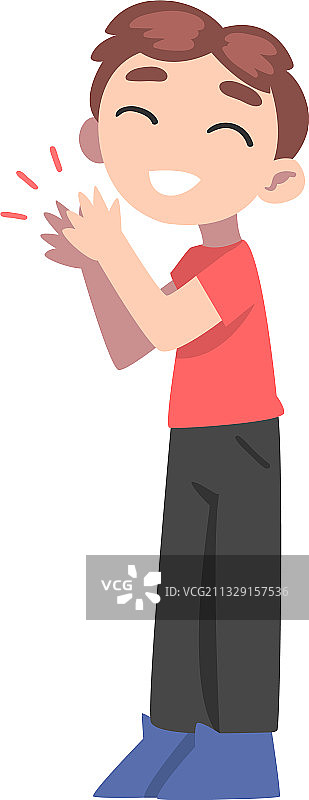 快乐的男孩拍手，快乐的孩子图片素材