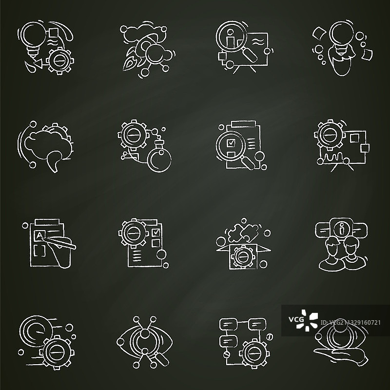 创意流程粉笔图标合集图片素材